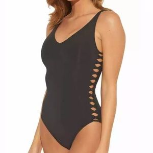 Bleu Rod Beattie Side Lace Down 1 Piece Swimsuit